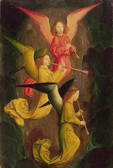 simon marmion a choir of angels 1459 (oil on oak) (meisterdrucke 61580)